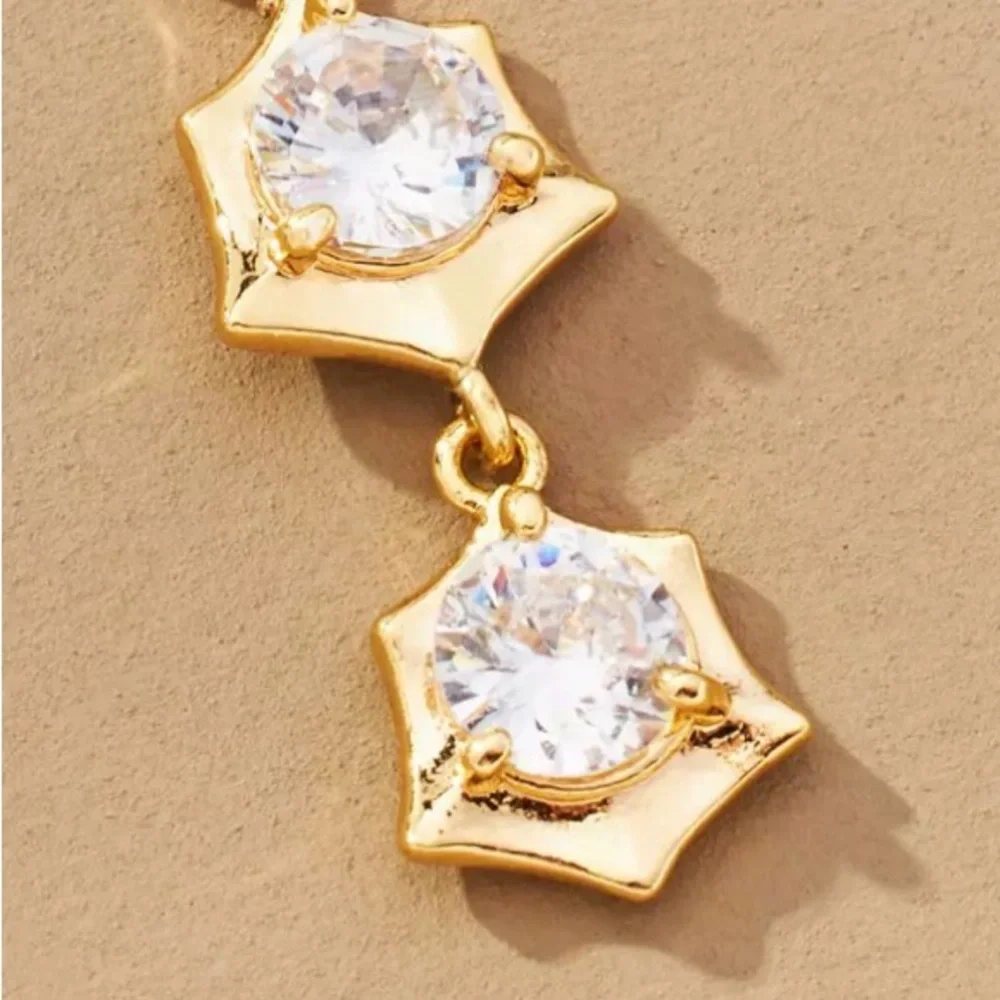 Anthropologie Serafina Double Drop Crystal Necklace - Picture 2 of 4